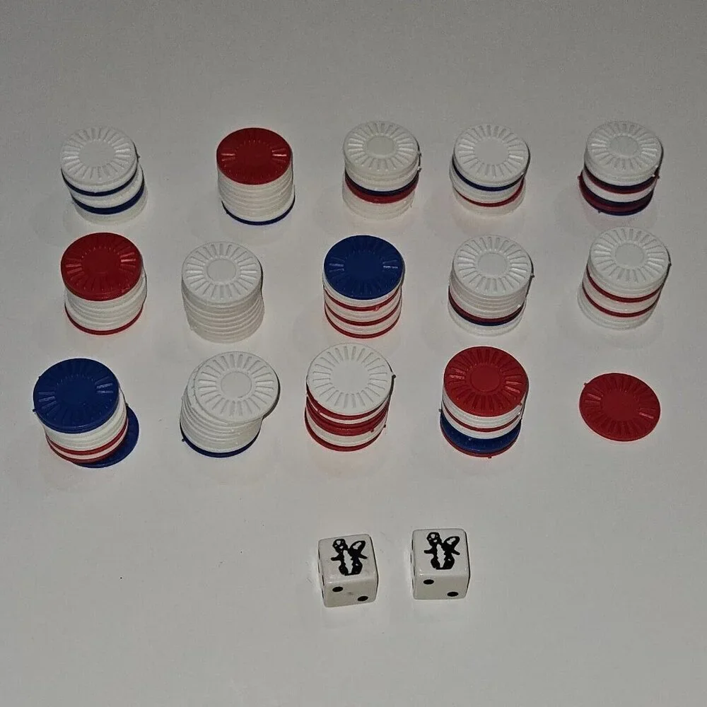 VTG Skunk Game Schaper COMPLETE 2 Skunk Dice Score Pad Chips